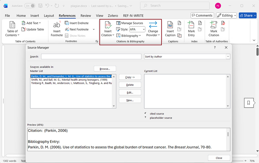 Microsoft Word Citation Tool